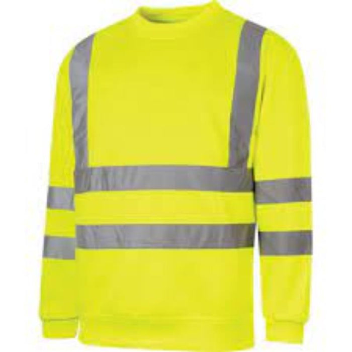 Hi-Vis Yellow Sweatshirt, EN20471 Safety Clothing, Reflective Stripes, Size 2XL