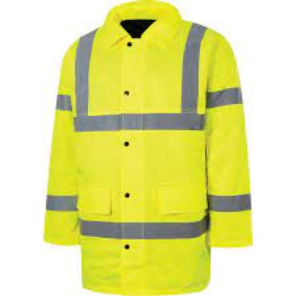 Hi-Vis Waterproof Yellow Coat EN20471 Certified | High Visibility Safety Jacket Workwear Protective Clothing