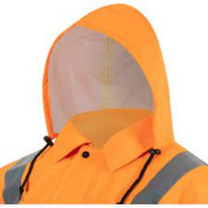 Hi-Vis Waterproof Coat, EN20471 Orange, 5XL - High Visibility Safety Jacket for Work, Construction, and Road Safety
