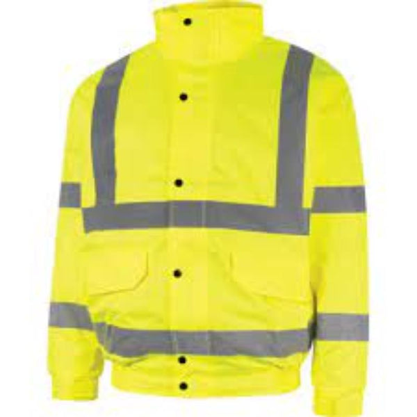 Hi-Vis Bomber Jacket, Yellow, EN20471 Certified. High Visibility Safety Jacket for Work. Cromwell HAL9625501B