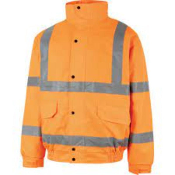 Hi-Vis Orange Bomber Jacket, EN20471 Safety Jacket - High Visibility Workwear for Construction, Road Work