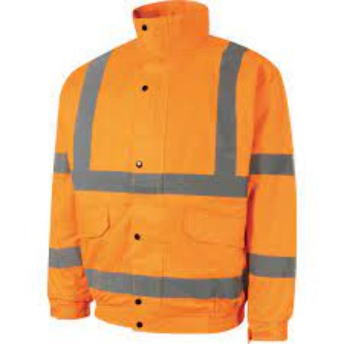 Hi-Vis Orange Rip-Stop Bomber Jacket (EN20471) - 2XL - High Visibility Safety Workwear Jacket - HAL9627408J