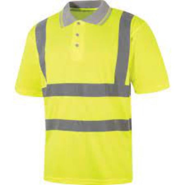 Hi-Vis Yellow Breathable Polo Shirt (EN20471) - 2XL Safety Workwear - High Visibility Shirt