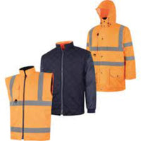 CROMWELL Hi-Vis Orange 5-in-1 Waterproof Coat EN20471 3XL - Safety Workwear from Chavda.com: Vest, Jacket, Hooded Coat