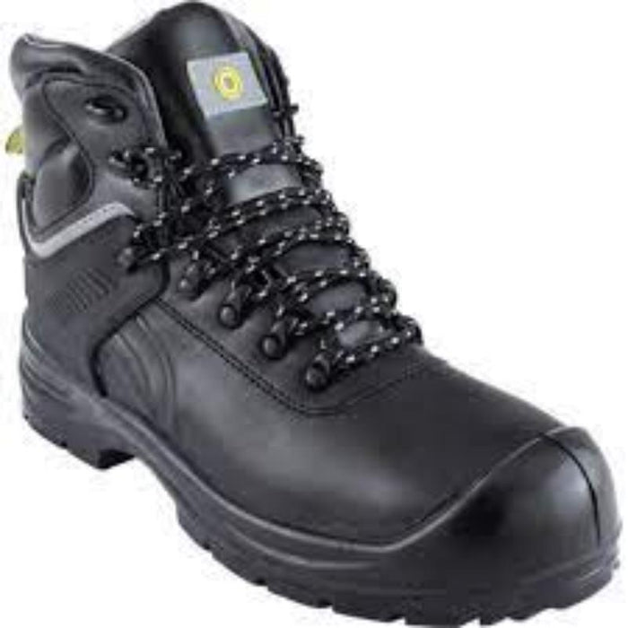 Cromwell Waterproof Work Boot Black S3 SRC - Black leather safety boot for construction, industry. Durable, slip resistant shoe.