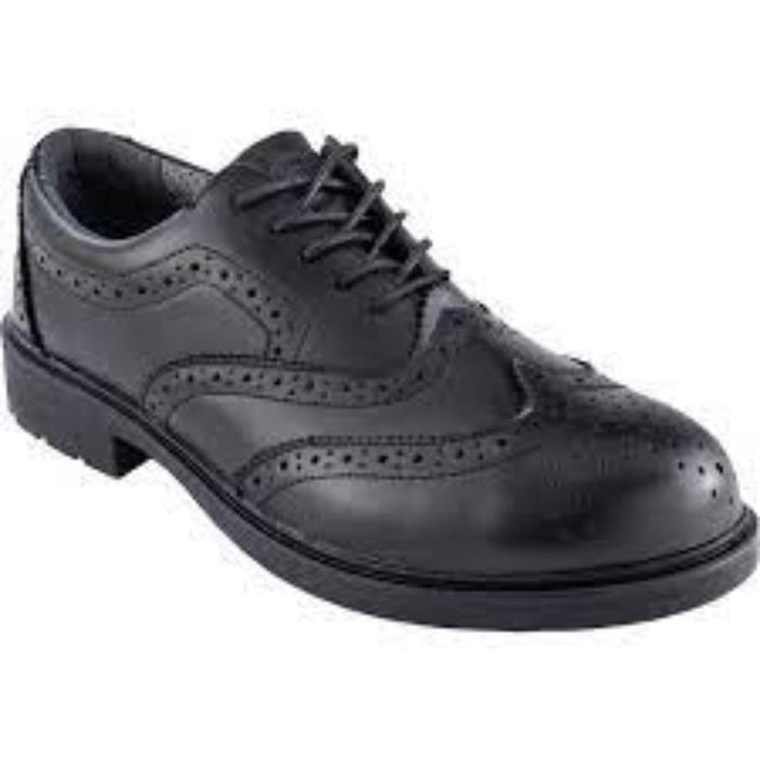Cromwell Brogue Shoe Black S3 SRC Size 12 - Chavda Safety Shoe. Classic leather brogue with safety features for work.