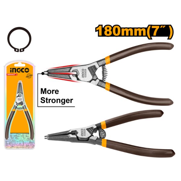 INGCO HCCP261801 Circlip Pliers Straight - 180mm (7") - Strong Internal Retaining Ring Pliers