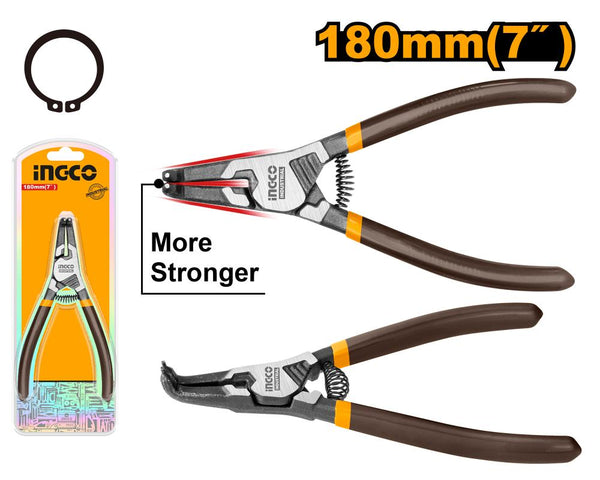 INGCO Bent & External Car Clip Pliers 180mm (7") - Heavy Duty Circlip Plier Tool