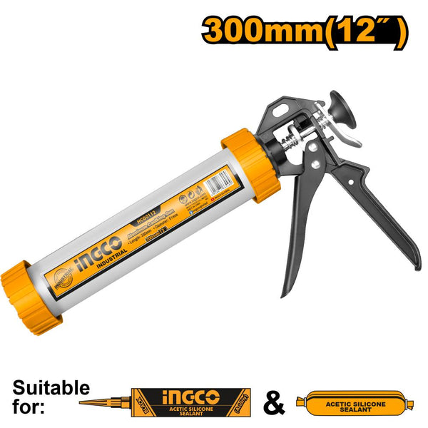 INGCO Caulking Gun 12 inch - HCG0112. Heavy Duty Sealant Gun, Industrial Grade Caulking Tool for Silicone Sealant