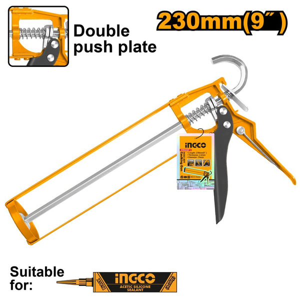 INGCO Caulking Gun 9" Double Push Plate HCG1409 | Caulking Tool for Sealant Application