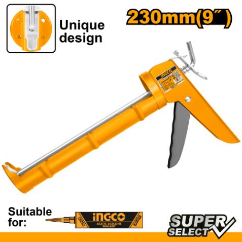 INGCO Caulking Gun HCG1809 - 9 inch Half Barrel Caulking Gun