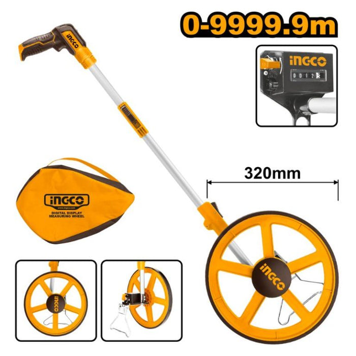 INGCO Measuring Wheel 0-9999.9m HDMW45 - Distance Measuring Tool