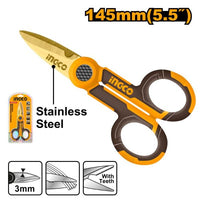 INGCO Electrician Scissors 145mm Stainless Steel Blades - Model HES02855