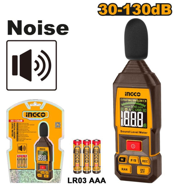 INGCO Digital Noise Meter: Sound Level Meter 30-130dB, Professional Noise Measurement Tool