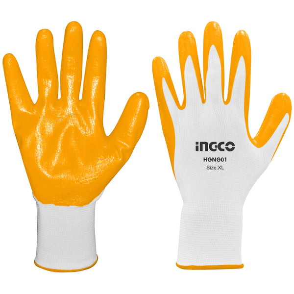 INGCO Nitrile Work Gloves - XL Size - PPE Safety Gloves for Construction, Gardening & Industrial Use
