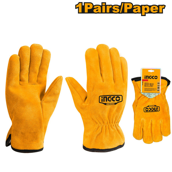 INGCO PPE GLOVES LEATHER SIZE 10.5'' - HGVC01