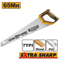 INGCO Hand Saw 500mm 7TPI - Extra Sharp Wood PVC Cutting Saw