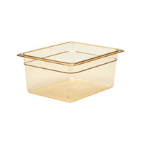 CAMBRO High Heat 1/2 GN Food Pan Amber - 150mm Deep. Durable Restaurant Food Storage Container