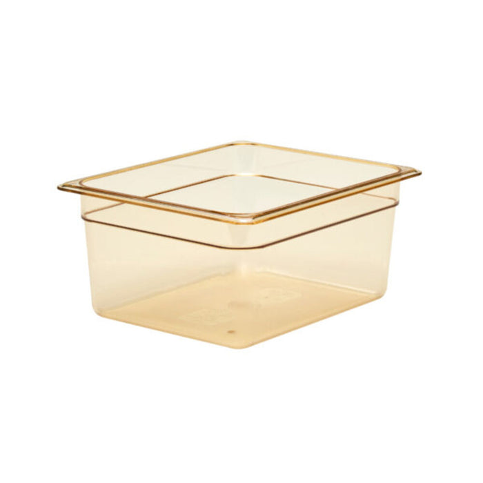CAMBRO High Heat 1/2 GN Food Pan Amber - 150mm Deep. Durable Restaurant Food Storage Container