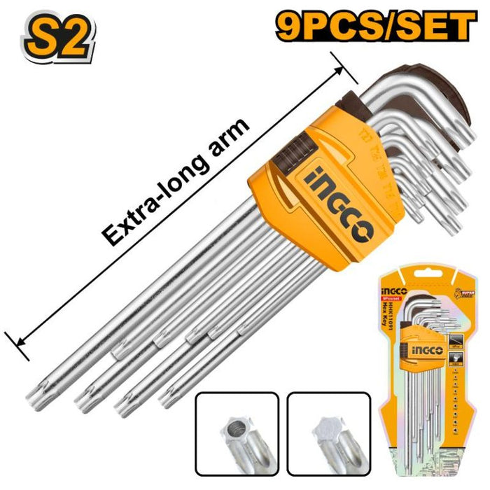 INGCO Allen Key Torx XLONG 9PCS Set HHK13092 | Extra-Long Arm Torx Keys