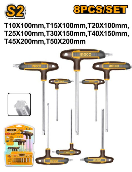 INGCO Allen Key T-Handle Torx Set 8PCS HHKT80838 - Premium Hex Key Set