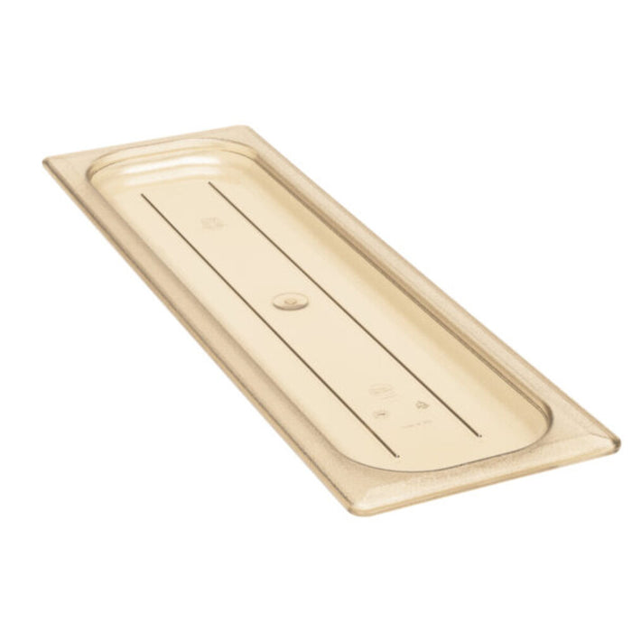 CAMBRO High Heat Amber Lid for 1/2 Long Food Pan - Durable, Heat Resistant Food Service Cover