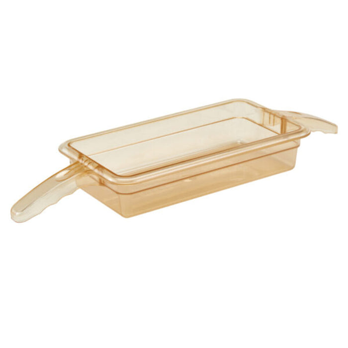 Cambro High Heat 1/3 GN Pan Amber with Double Handle - Food Serving Container