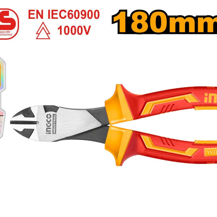 INGCO Diagonal Cutting Pliers 180mm (7 Inch) - Heavy Duty Wire Cutters, Cr-V Steel, Insulated Grips - Professional Hand Tool