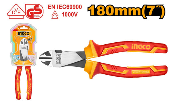 INGCO Diagonal Cutting Pliers 180mm (7 Inch) - Heavy Duty Wire Cutters, Cr-V Steel, Insulated Grips - Professional Hand Tool