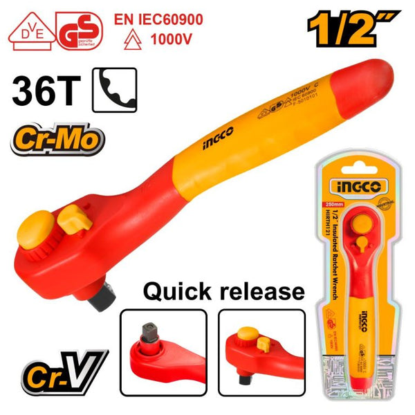 INGCO VDE RATCHET WRENCH INSULATED 36T 250MM