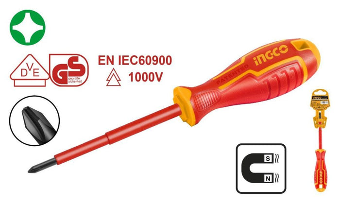 INGCO VDE SCREWDRIVER INSULATED PH2X100