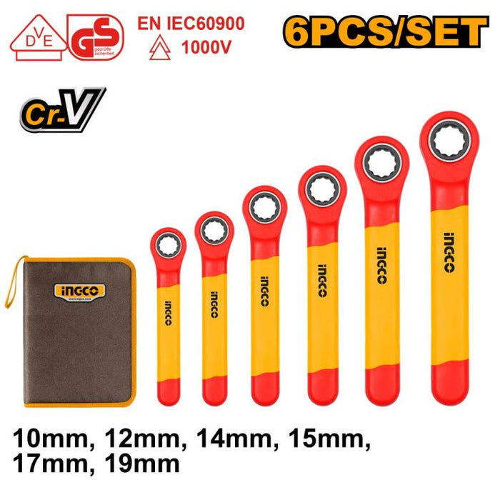 INGCO VDE RATCHET WRENCH INSULATED 10-19MM 6PCS