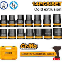 Ingco | 1/2 DR. Impact Socket Set 14Piece - HKISSD12141