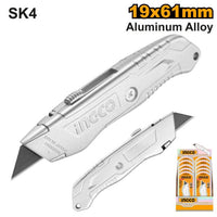 INGCO SK4 Retractable Utility Knife - Aluminum Alloy, Durable Blade - chavda.com
