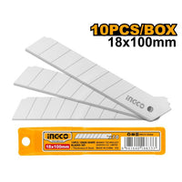 INGCO 18x100mm Snap-Off Knife Blades (10pcs) - SK5 Steel Cutter Replacement Refill Blade