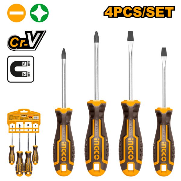 INGCO SCREWDRIVER SET 4PCS CR-V - HKSD0428
