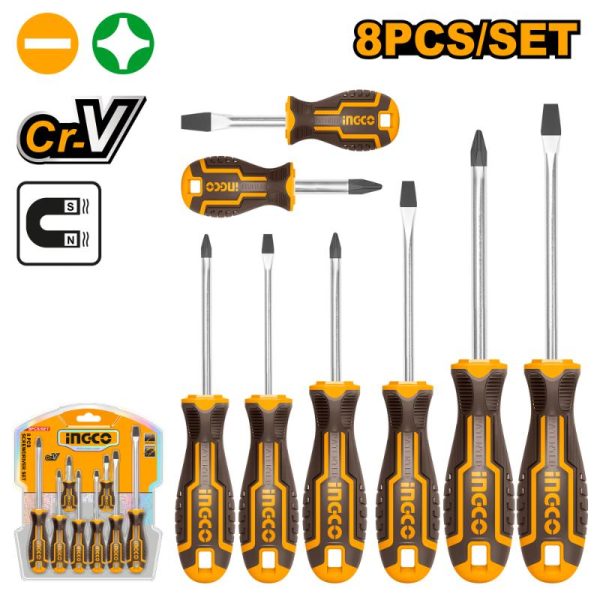 Ingco 8-Piece Screwdriver Set Cr-V: Precision Hand Tools for Home & Professional Use
