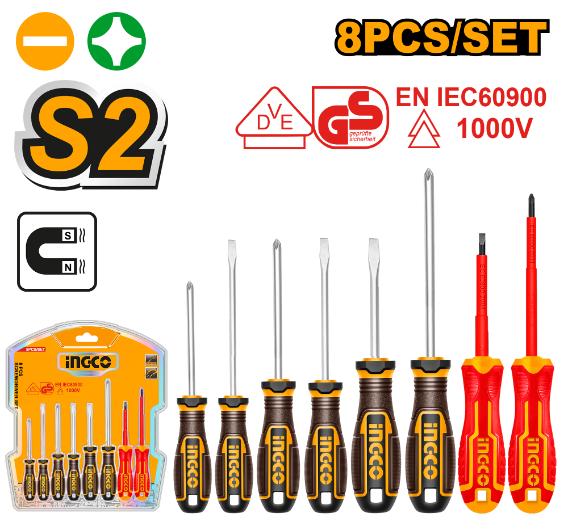 INGCO VDE SCREWDRIVER INSULATED SET 8PCS