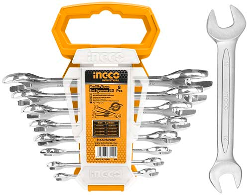 INGCO Spanner Set: 8-Piece Double Open End Wrenches (6-22mm) - Premium Quality Tool Set
