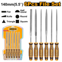 INGCO File Set Steel 140MM 6PCS - High-Quality Needle Files for Metalworking & Woodworking. Available at chavda.com!