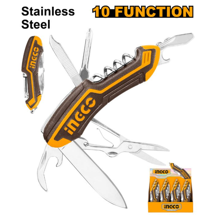 INGCO 10-Function Stainless Steel Multifunctional Knife: Versatile Camping & Outdoor Tool