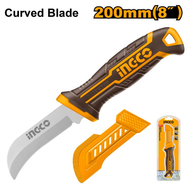 INGCO Cable Knife 200mm Curved Blade - Stripping Tool, High Quality Curved Cable Knife for Electricians
