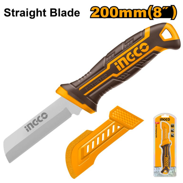 INGCO Cable Stripping Knife Straight Blade 200mm, Insulated Wire Cutter, Electrical Tool, Cable Knife