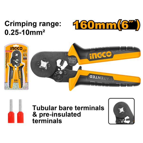INGCO PLIER CRIMPING RATCHET 0.25-10MM - HRCPG05210