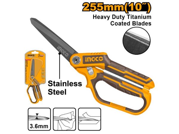 INGCO SCISSORS H/DUTY RUBBER GRIP 255MM