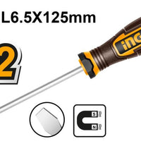 INGCO Slotted Screwdriver SL6.5 x 125mm Magnetic - Flat Head Screwdriver for Precision Work