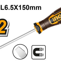 INGCO Slotted Screwdriver SL6.5x150mm Magnetic - Flathead Screwdriver for Professionals & DIY Enthusiasts