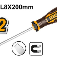 Ingco SL8 Slotted Screwdriver 200mm - Magnetic Tip, Hand Tool