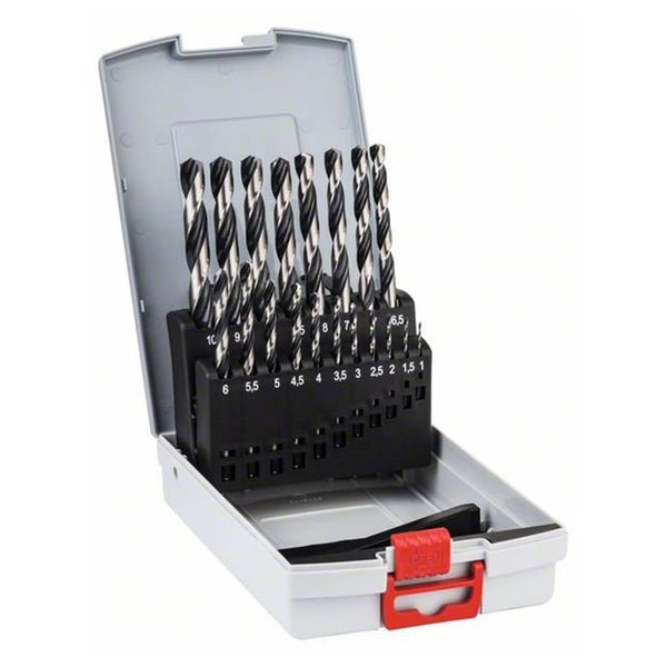Bosch PointTeQ HSS Twist Drill Bit Set - Assorted Sizes (1-10mm) in Case for Wood, Metal, Plastic Drilling