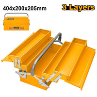 INGCO 3-Layer Tool Box - Portable Metal Toolbox with Handle - 404x200x205mm - Durable Storage for Tools and Equipment